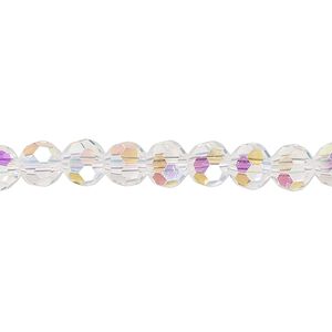 Bead 1pk 32 facets transparent clear AB, Celestial Crystal&reg; 6mm round 15.5-16 inch
