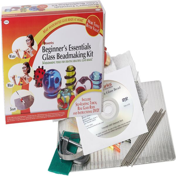 Glass bead making starter set, Fireworks&trade; Beginner's Essentials Glass Beadmaking Kit, pkg/1. image number 0