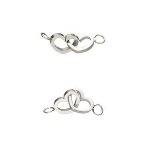 Link, stainless steel, 12x5mm double-sided interlocked hearts. Sold individually.