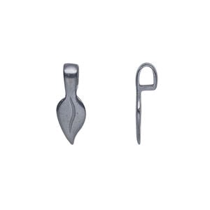 Bail, JBB Findings, glue-on, gunmetal-plated brass, 17x6mm with 11x6mm leaf flat base. Sold per pkg of 2.