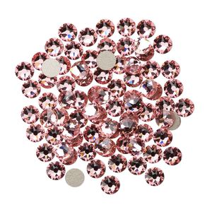 Flat back 144pk light rose foil back, Crystal Passions&reg; 3.8-4mm rose round SS16 2088