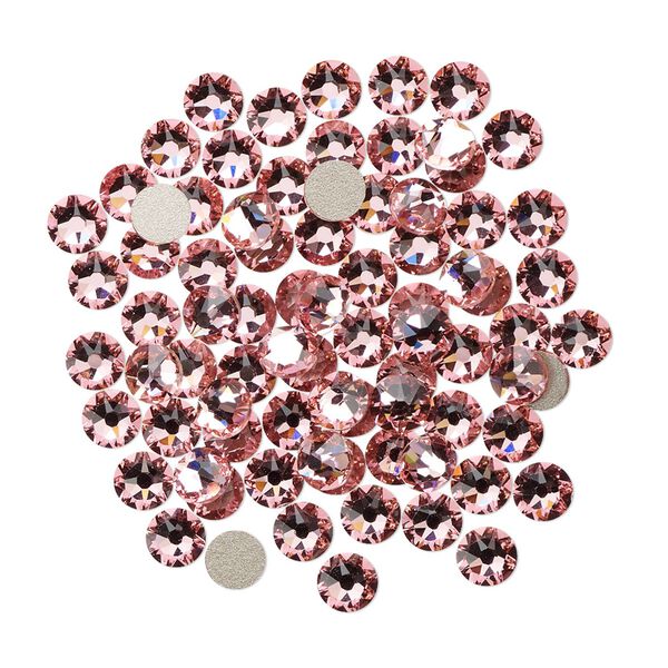 Flat back 144pk light rose foil back, Crystal Passions&reg; 3.8-4mm rose round SS16 2088 image number 0