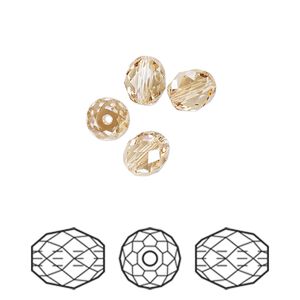 Bead 4pk crystal golden shadow, Crystal Passions&reg; 7x6mm olive briolette 5044
