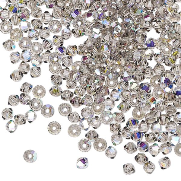 Bead 144pk black diamond AB, Preciosa Czech crystal 3mm bicone image number 0