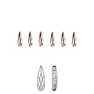 Flat back 6pk blush rose foil back, Crystal Passions&reg; 6x1.7mm raindrop 2304