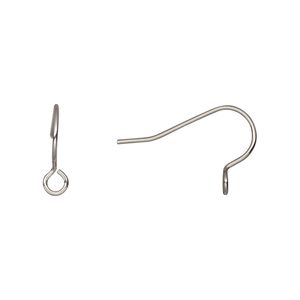 Ear wire fishhook 1pkg20, 12.5mm / perpendicular open loop, 21 gauge stainless steel 10 pair