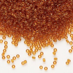 Seed bead, Miyuki, glass, pkg/25g, #11 rocaille, transparent topaz (RR-133).