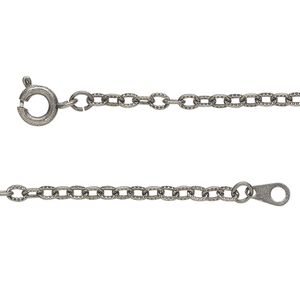Chain 1pkg1 cable, 2.5mm textured / springring clasp, gunmetal-finished brass 24 inch