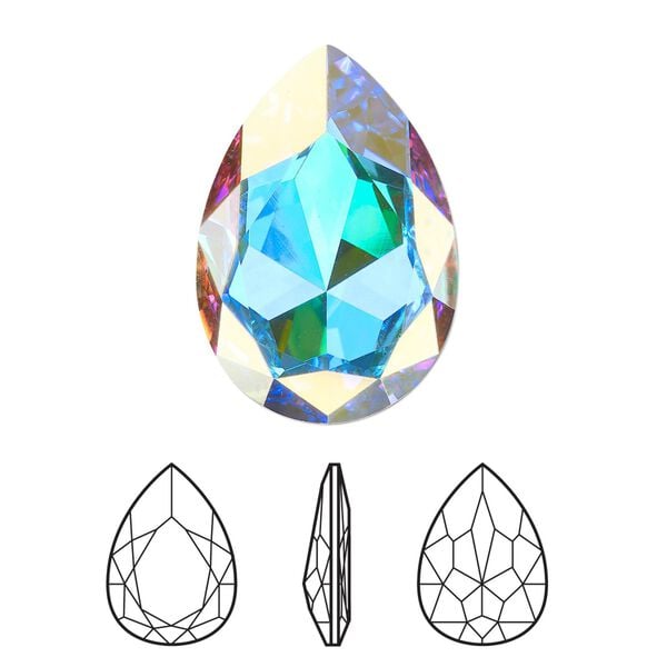 Fancy stone 24pk crystal AB foil back, Swarovski&reg; 30x20mm pear 4327 image number 0