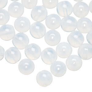 Bead, Preciosa Czech glass druk 1pkg50, translucent white opal, 8mm round.