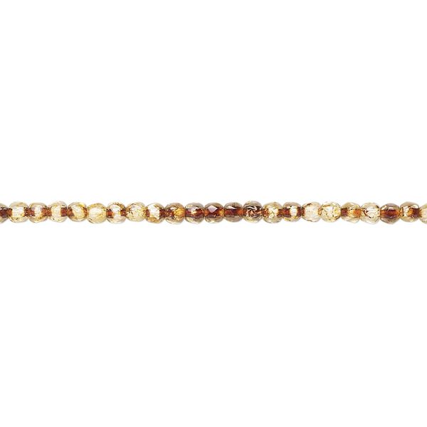 Bead, Czech fire-polished glass, translucent golden tortoise, 2mm faceted round. Sold per pkg of 1,200 (1 mass). image number 0