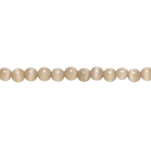 Bead, cat's eye glass (fiber optic glass), brown, 4mm round, quality grade. Sold per 15-1/2" to 16" strand.