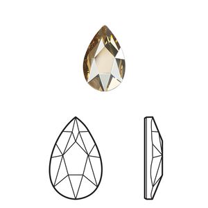 Flat back 24pk crystal golden shadow foil back, Crystal Passions&reg; 14x9mm pear 2303
