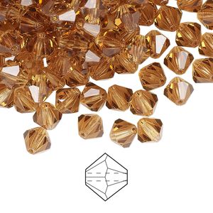 Bead 24pk light Colorado topaz, Preciosa Czech crystal 6mm bicone