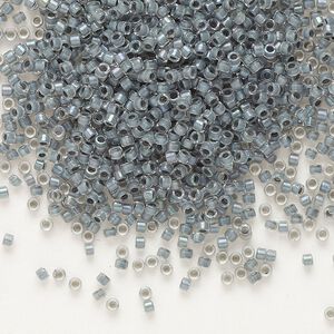 Seed bead, Delica&reg;, glass, pkg/250g, #11 round, translucent grey-lined luster crystal clear (DB-0081).
