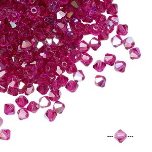 Bead 720pk fuchsia AB, Preciosa Czech crystal 4mm bicone