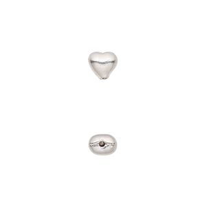 Bead 1pkg2 sterling silver, 6mm puffed heart