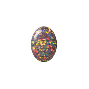 Cabochon, Mexican "opal" (silica and epoxy) (man-made), 18x13mm calibrated oval. Sold individually.