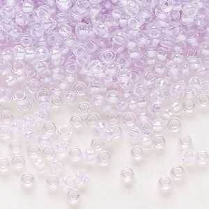 Seed bead, Preciosa Ornela Czech glass, pkg/500g, #11 rocaille, translucent color-lined luster pastel violet, (382PV).