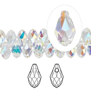 Briolette 288pk crystal AB, Swarovski&reg; 9x5mm pendant drop 6007