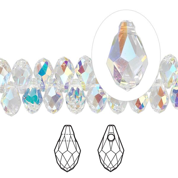 Briolette 288pk crystal AB, Swarovski&reg; 9x5mm pendant drop 6007 image number 0