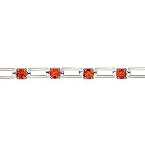 Cupchain, VINTAGE Crystal&trade;, imitation rhodium-plated brass and crystal, hyacinth, 3.4mm open rectangle. Sold per pkg of 1 meter.