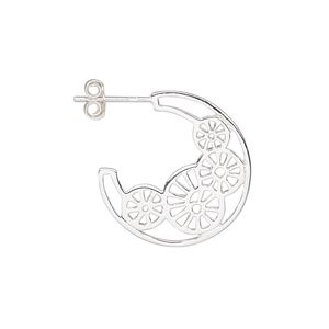 Earstud, Create Compliments&reg;, sterling silver, 20.5mm 3/4 hoop with shell design. Sold per pair.
