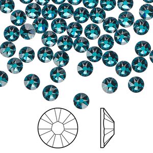 Flat back 1440pk blue zircon foil back, Swarovski&reg; 4.6-4.8mm rose round SS20 2088