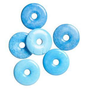 Focal, "turquoise" (resin) (imitation), blue, 35-36mm donut. Sold per pkg of 6.