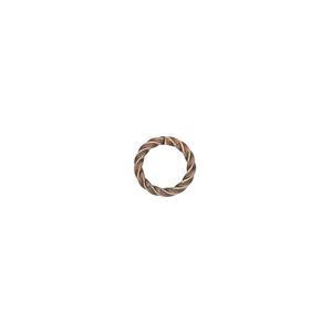 Jump ring 1pkg1000 copper-plated, 8mm twisted round, 16 gauge / 5.8mm inside diameter / brass / antique