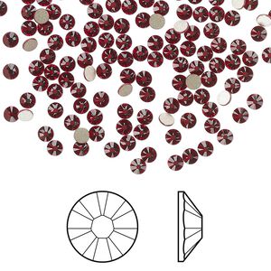 Flat back 1440pk Siam foil back, Swarovski&reg; 2.5-2.7mm rose round SS9 2058
