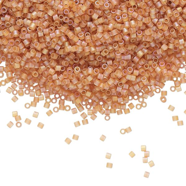 Seed bead, Delica&reg;, glass, pkg/250g, #15 round, translucent matte rainbow topaz (DBS-0866). image number 0
