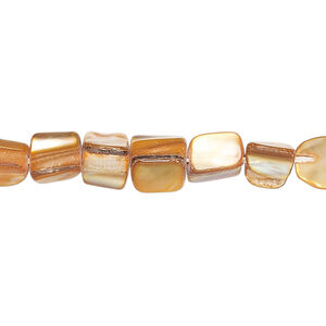 Mother-of-pearl shell 1pkg1, triangle tube bead 15 inch orange 7x6mm-11x9mm