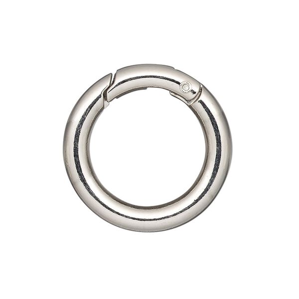 Clasp self-closing hook 1pkg4 "pewter" (zinc alloy), 25mm round, imitation rhodium-finished steel 1-strand image number 0