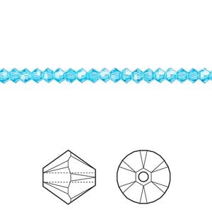 Bead 48pk aquamarine, Crystal Passions&reg; 3mm bicone 5328