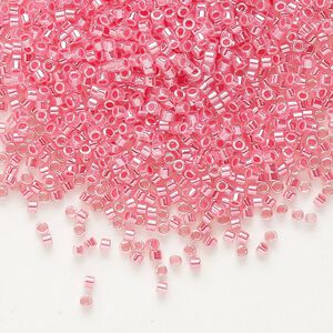 Seed bead, Delica&reg;, glass, pkg/250g, #11 round, opaque inside dyed color luster carnation pink (DB-0236).