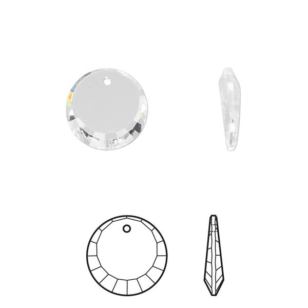 Drop 144pk crystal, Swarovski&reg; 12mm pendant disc 6210 image number 0