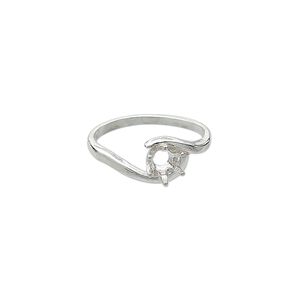 Ring, Sure-Set&trade;, sterling silver, swirl band with 5mm 6-prong faceted round setting, size 7. Sold individually.