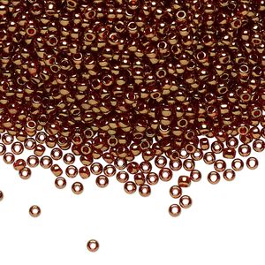 Seed bead, TOHO BEADS&reg;, glass, pkg/50g, #11 round, translucent luster African sunset gold (TR-11-329).
