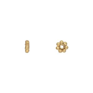 Bead 1pkg50 gold-finished, 6x2mm beaded rondelle, copper