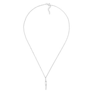 Chain 1pkg1 sterling silver 3-link drop, 32x4mm necklace component / springring clasp, clear cubic zirconia 18 inch