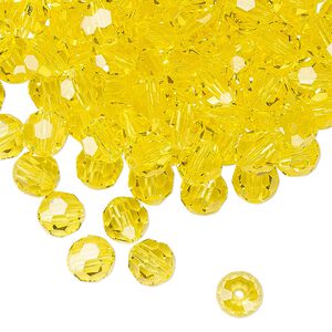 Bead 24pk citrine, Preciosa Czech crystal 6mm round