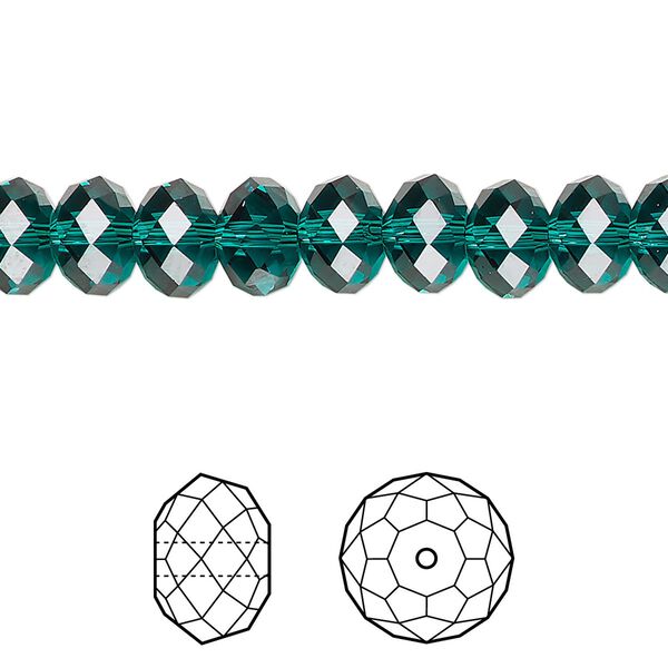 Bead 288pk emerald, Swarovski&reg; 8x6mm rondelle 5040 image number 0