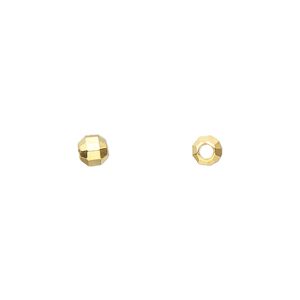 Bead 1pkg36 gold-finished, 4mm faceted round, brass