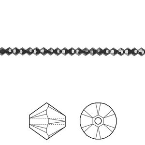 Bead 48pk jet, Crystal Passions&reg; 2.5mm bicone 5328