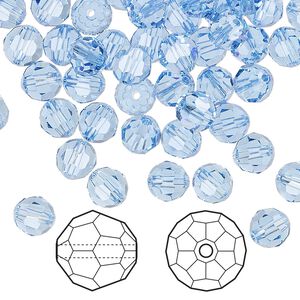 Bead 360pk light sapphire, Swarovski&reg; 6mm round 5000