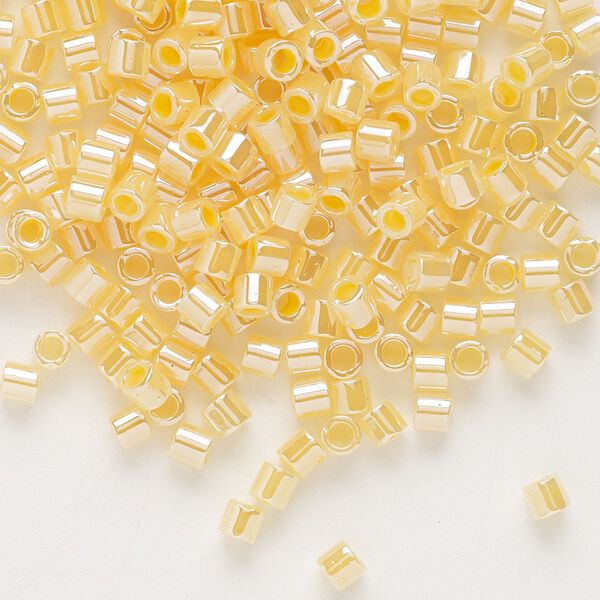 Seed bead, Delica&reg;, glass, pkg/250g, #8 round, opaque inside dyed color luster light daffodil (DBL-0233). image number 0
