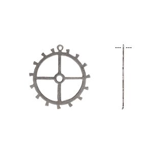 Drop, gunmetal-plated brass, 19mm round gear with cutout design. Sold per pkg of 20.