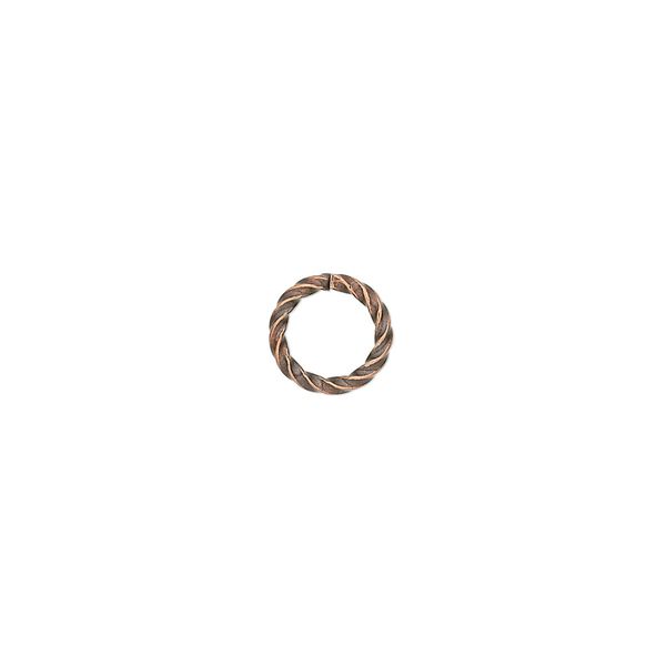 Jump ring 1pkg100 copper-plated, 8mm twisted round, 16 gauge / 5.8mm inside diameter / brass / antique image number 0