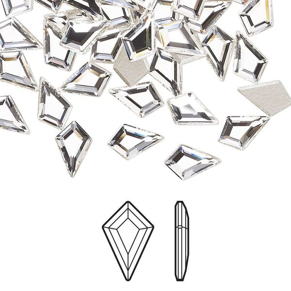 Flat back 216pk crystal foil back, Swarovski&reg; 8.6x5.6mm kite 2771 image number 0